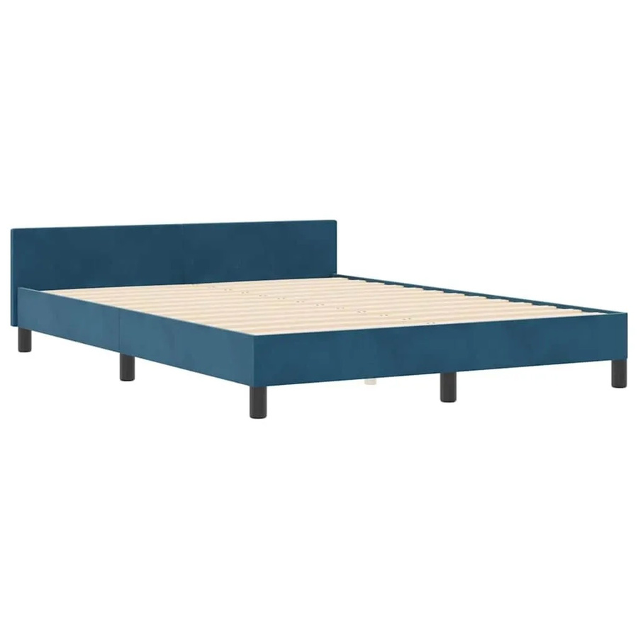 vidaXL Bettgestell mit Kopfteil in Dunkelblau aus Samt, B/T/H: 140 x 200 x 146 cm - Bild 2