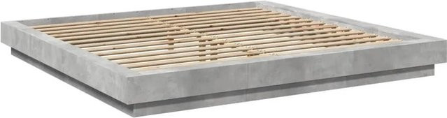 vidaXL Bettgestell modern in Betongrau mit LED-Unterbettbeleuchtung und USB-Ladeport aus Holzwerkstoff, B: 180 cm, T: 200 cm, H: 23 cm - Bild 1