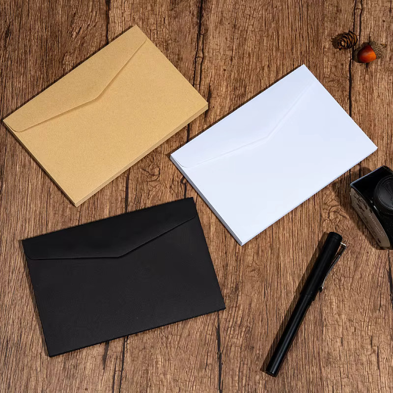 10 Stück selbstklebende Retro-Kraftpapierumschläge in Weiß und Gelb, B: 22 cm, H: 11 cm - Bild 3