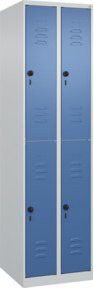 C+P Doppelstock-Spind Classic PLUS mit 2 Abteilen, Sicherheits-Drehriegel, Grau/Blau, H x B x T: 185 x 50 x 50 cm - Bild 1