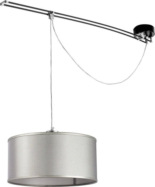Lumina Moove Pendelleuchte in Schwarz mit grauem Stoffschirm, höhenverstellbar und minimalistisch im Zylinder-Design - Bild 1