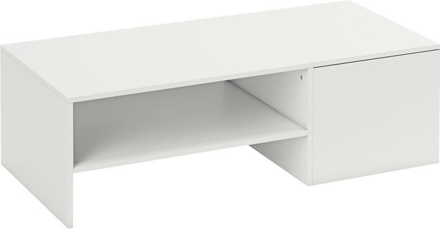 HOMCOM Couchtisch mit ausziehbarer Platte und Stauraum in Weiß, moderner Holztisch für Wohnzimmer und Büro, B/T/H: 110 x 52 x 36 cm, Aosom - Bild 1