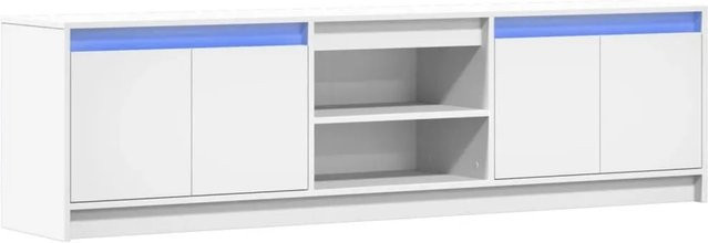 vidaXL TV-Schrank mit LED-Beleuchtung in Weiß, moderner Wandmontage-Mediaschrank aus Holzwerkstoff, B/T/H: 180 x 34 x 50 cm - Bild 1
