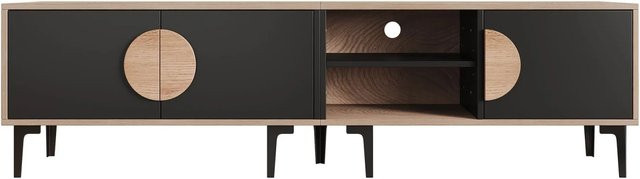 okwish TV Schrank mit Stauraum Fächern in Natur, modern, B/T/H: 180 x 35 x 49 cm - Bild 1
