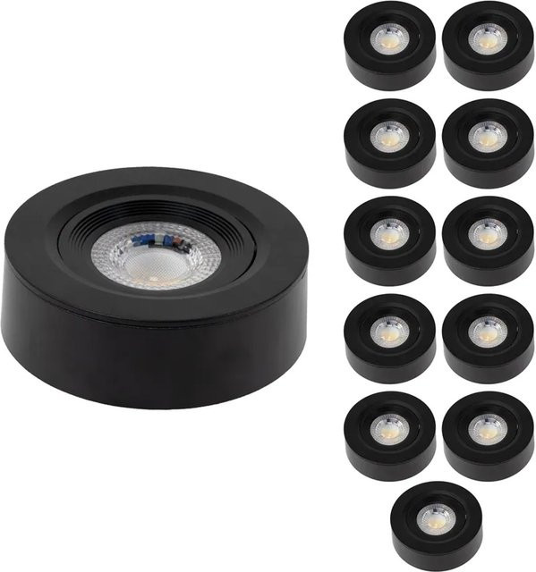 LUXULA 12er-Set LED Einbauspots Ultra-Flach, Dimmbar, CCT Warm- und Kaltweiß, 5W Downlight, Schwarz, Rund - Bild 1