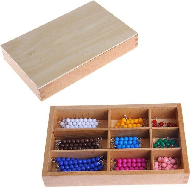 Luna Montessori Mathematikmaterial 1-9 Perlenstange in Holzkiste, Lern- und Kreativspielzeug - Bild 1