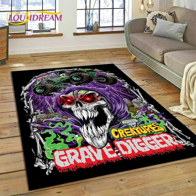 Karpetti Monster Jam Cartoon Teppich für Kinderzimmer und Wohnzimmer, Mehrfarbig, B/T: 80 x 120 cm - Bild 1