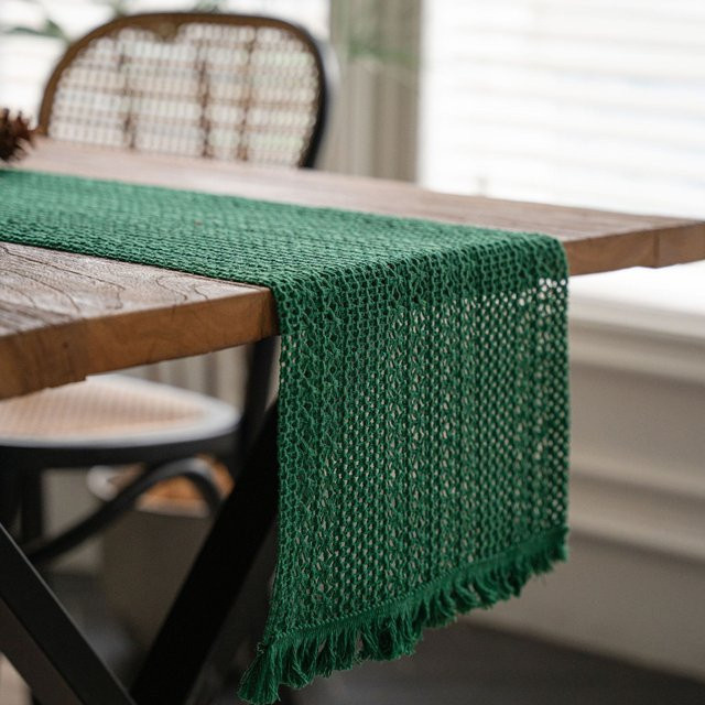 Boho Frühlings-Tischläufer von Cozy Up Home in Braun und Beige aus Leinen und Baumwolle, B/H: 30 x 50 cm - Bild 1