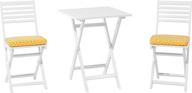 Beliani Bistro Set in Weiss und Gelb mit Holzoptik B/T/H: 60 x 60 x 84 cm - Bild 1