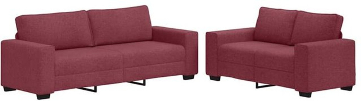 2-teilige Sofagarnitur Schlafsofa aus Stoff in Rot von vidaxl mit Kissen im modernen Design - Bild 1