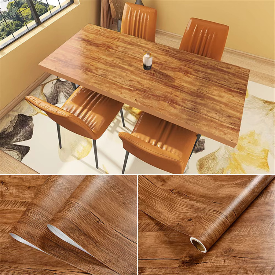 Selbstklebende Tapete mit Holzmaserung von Luck Amy in Braun, wasserfeste Vinyl-Möbelfolie im Rustic-Design für Schrank, Tisch und Heimdekoration - Bild 1