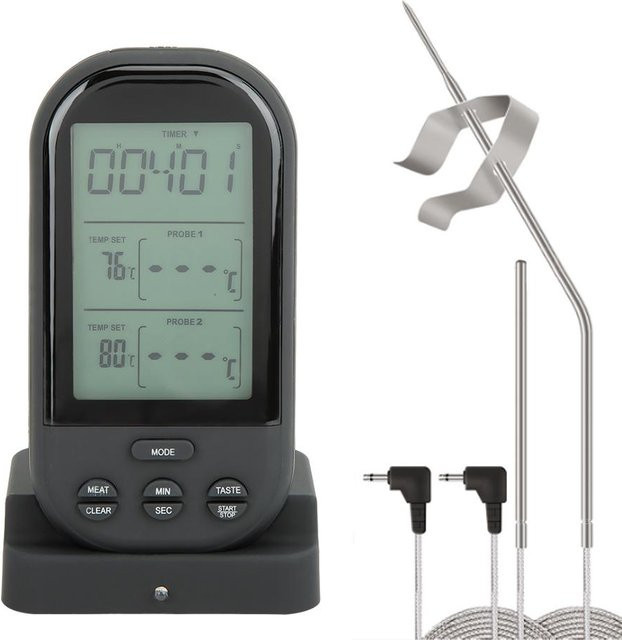 KONNWEI Digitales Lebensmittelthermometer mit Doppel-Sonde und Digitalanzeige in Schwarz und Grau - Bild 1