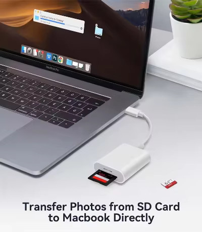 2-in-1 USB Typ C auf SD und TF Kartenleser in Weiß für Apple, Samsung, Huawei und Xiaomi - Bild 2