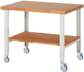Rau Fahrbare Werkbank 7000-7 höhenverstellbar in Grau und Braun, B/T/H: 125 x 90 x 95-100 cm - Bild 1