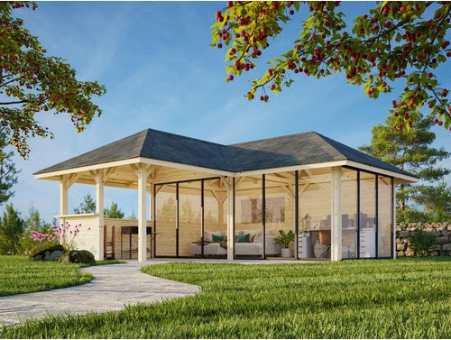 PALMAKO Pavillon Bianca Set 223 Slide aus Fichtenholz in Braun, B/H/T: 588 x 319 x 588 cm - Bild 1