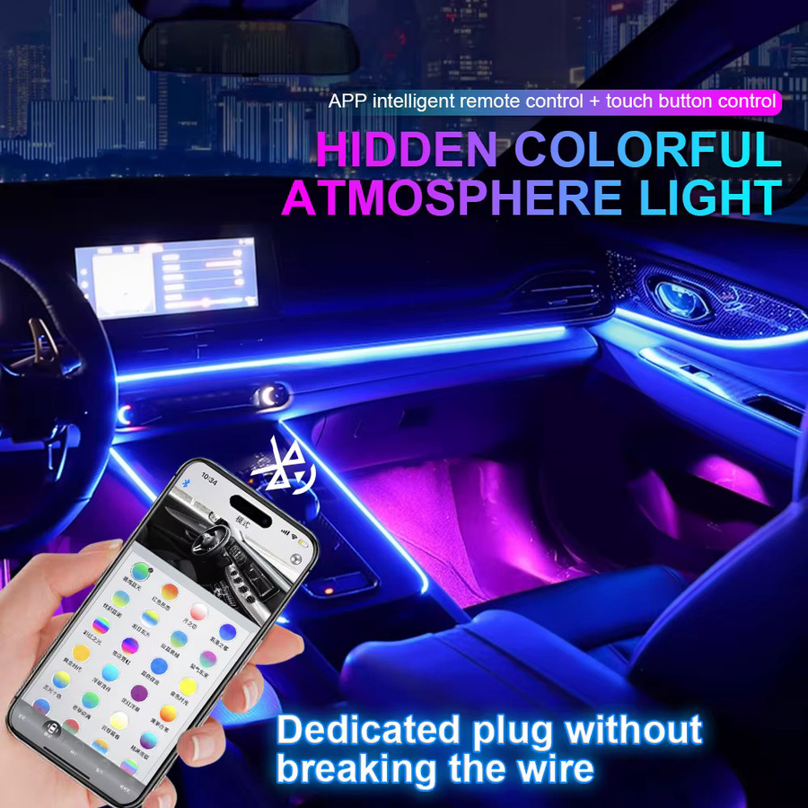 KALADA Universal 18 in 1 Dual Zone Auto Umgebungsbeleuchtung Kit mit RGB Neon LED Acryl Lichtstreifen und App-Steuerung in Multicolour - Bild 3