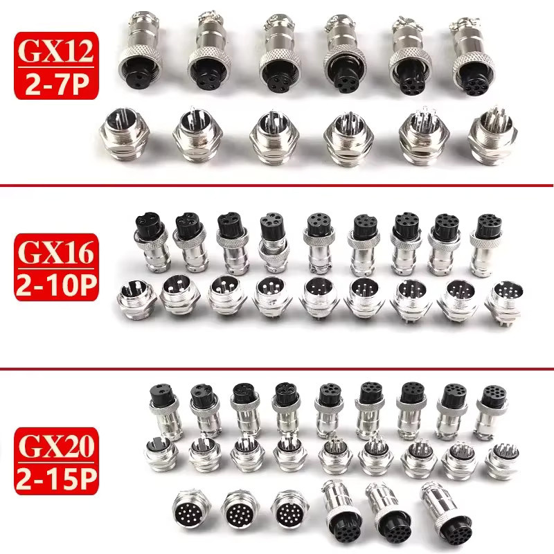 5er Set GX12 Luftfahrt Stecker M12 Aviator Stecker Set mit männlichen und weiblichen Buchsen in Silber - Bild 2
