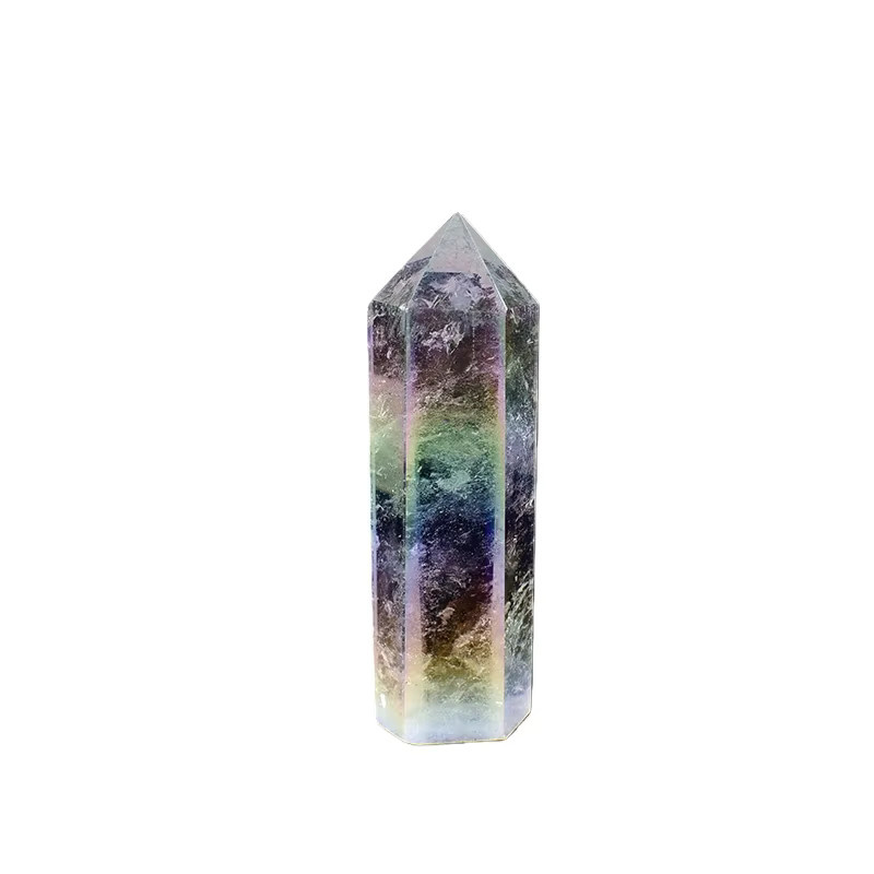 RYCRYSTAL Aura-Kristallspitze Heilender Obelisk aus klarem Quarz in Multicolour als Deko-Ornament - Bild 4