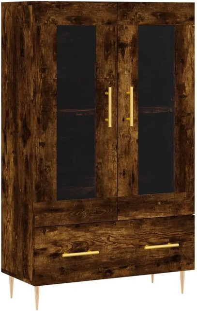 vidaXL Highboard Räuchereiche mit Glastüren in Braun, B/T/H: 69,5 x 31 x 115 cm - Bild 1