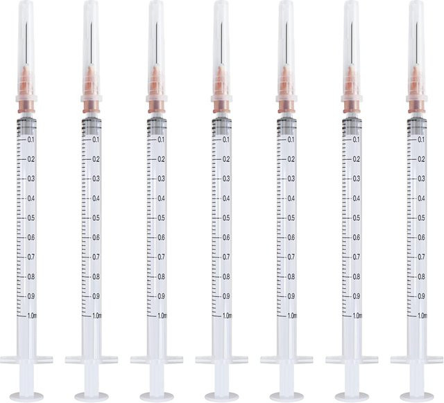 Nachfüllbare Spritze aus Kunststoff in Weiß und Transparent für Industrie, Labor und Heimgebrauch, 7,0 ml - Bild 1