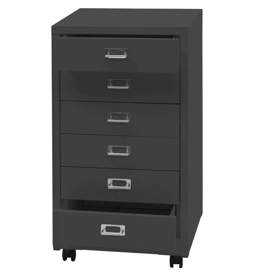 Rollcontainer MCW-L49 aus Metall mit 6 Schubladen in Dunkelgrau, H x B x T: 75 x 40 x 41 cm - Bild 2