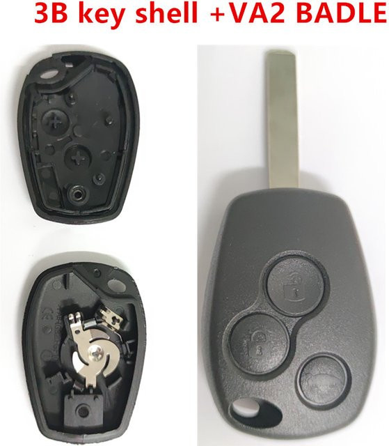Wilongda Schlüsselgehäuse für Renault Duster, Modus, Clio 3, Twingo, Dacia Logan, Sandero und Kangoo in Schwarz mit 2/3 Tasten - Bild 1