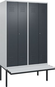 C+P PSA Doppel-Spind Classic PLUS Sitzbank mit 4 Abteilen, B/T/H: 212 x 120 x 81,5 cm, Grau/Anthrazit - Bild 1