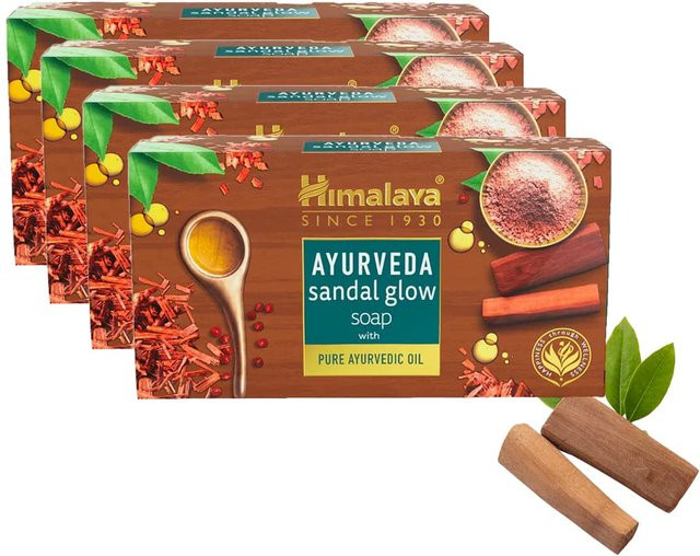 Himalaya Ayurveda Sandal Glow Seife, Sandelholzöl, 300g (4 x 75g) - Bild 1