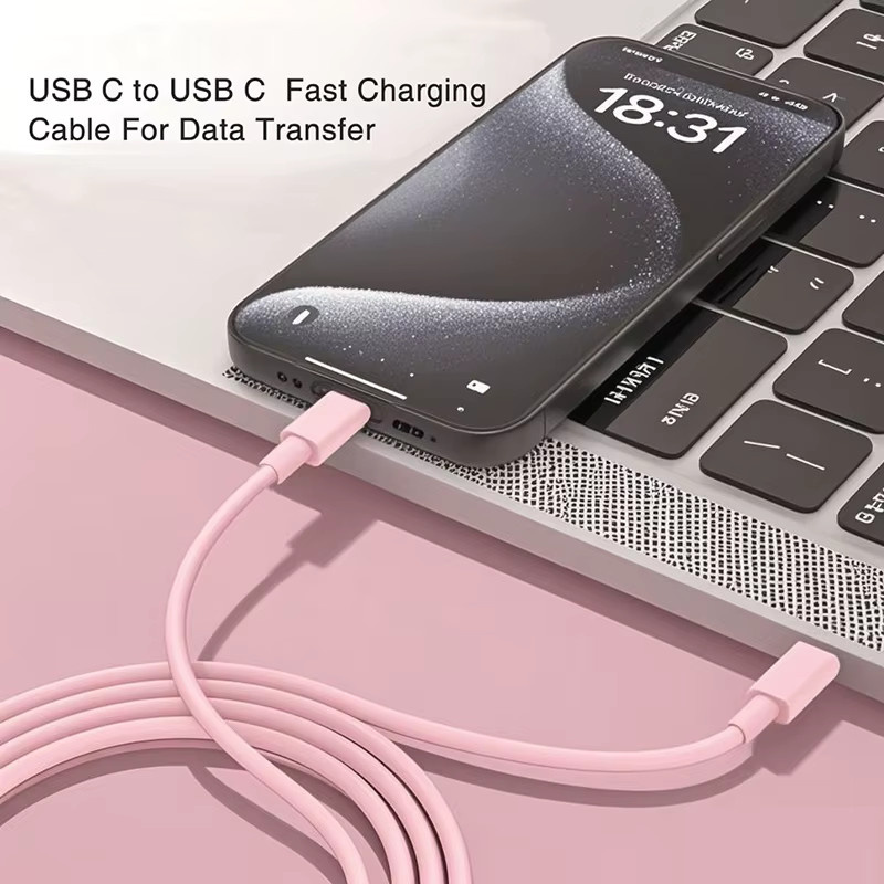 Resbyer USB C auf Typ C Schnellladekabel mit 60 W Leistung in Weiß - Bild 2