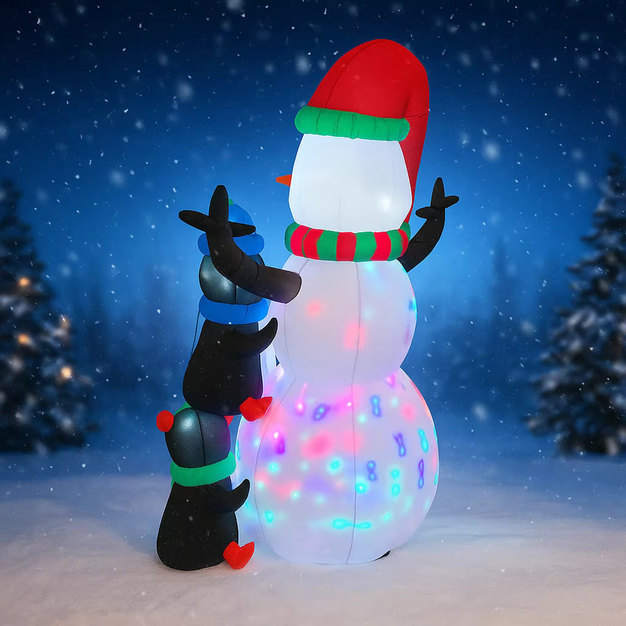 TONGHUANIU Aufblasbare Weihnachtsdekoration mit Schneemann und Pinguinen, LED-Beleuchtung, Mehrfarbig, Höhe: 180 cm - Bild 2