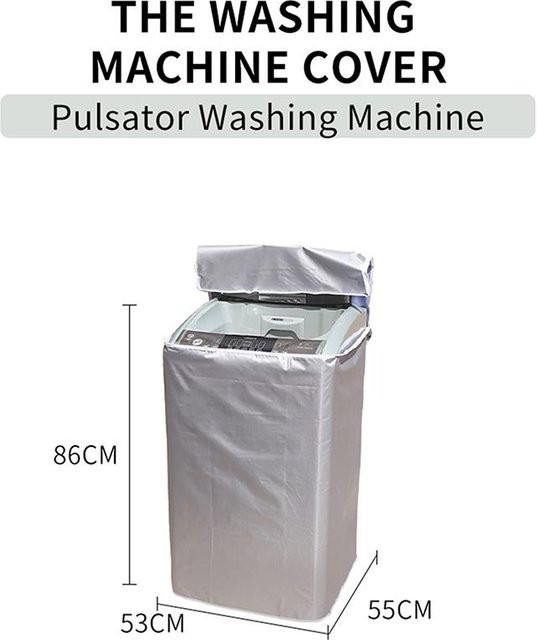 Wasserdichte Waschmaschinenabdeckung von Act Up in Silber aus Polyester für Toplader und Wäschetrockner mit Sonnenschutz und Staubschutz, B: 55,0 cm, T: 53,0 cm, H: 86,0 cm - Bild 1