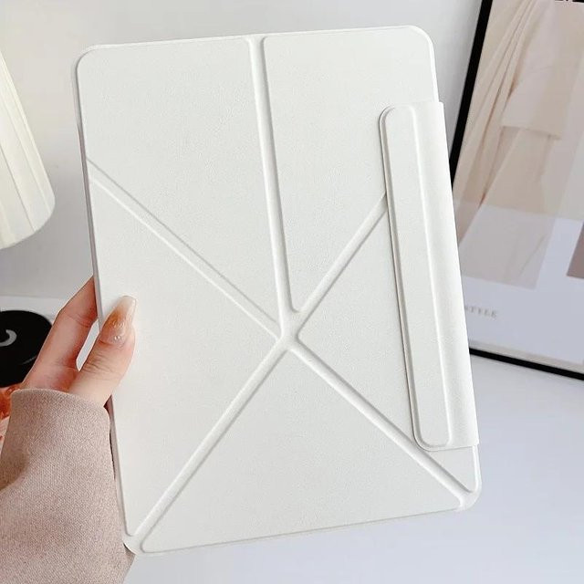 Schlanke Magnet Hülle mit Faltständer für iPad Pro M4, iPad Air M2/M3 und iPad Mini 6 in Weiß - Bild 1