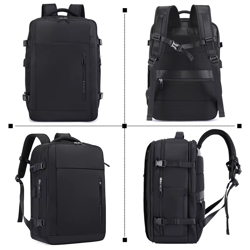 BANGE Wasserfester Herren-Rucksack für 15,6 Zoll Laptops mit USB-C-Anschluss und Trennfach für Nass und Trocken in Schwarz - Bild 4