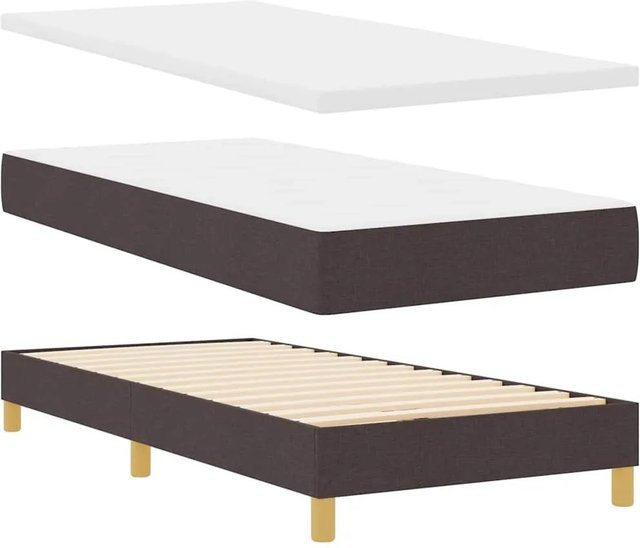 vidaXL Boxspringbett mit Matratze in Dunkelbraun, B/T: 90 x 200 cm - Bild 1