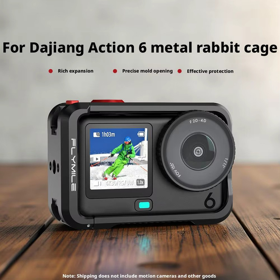DJI Osmo Action 6 Metallkäfig aus Aluminiumlegierung mit Objektivdeckel in Schwarz - Bild 4