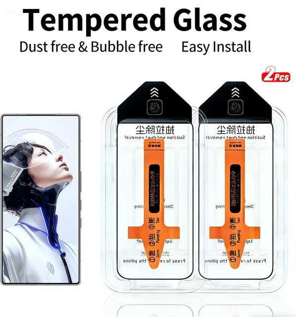 2 Stück Displayschutzfolie aus gehärtetem Glas für ZTE Nubia Red Magic 10 10S 11 Pro+ 10 Air 11 10S Pro Plus, transparent, One-Touch-Installation - Bild 1