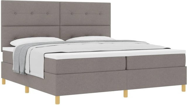 vidaXL Boxspringbett mit Matratze in Taupe, modernes Design mit Taschenfederkern, B/T: 200 x 200 cm - Bild 1