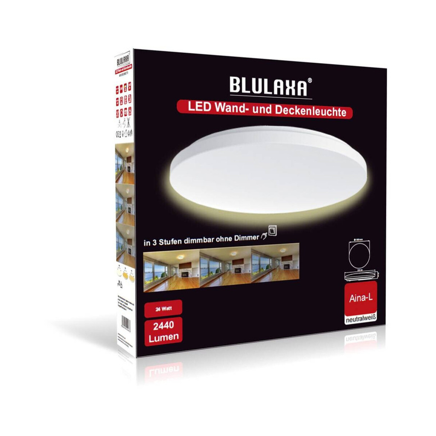 Blulaxa LED-Deckenleuchte Aina, modern, rund, weiß, Durchmesser: 33 cm, dimmbar - Bild 2