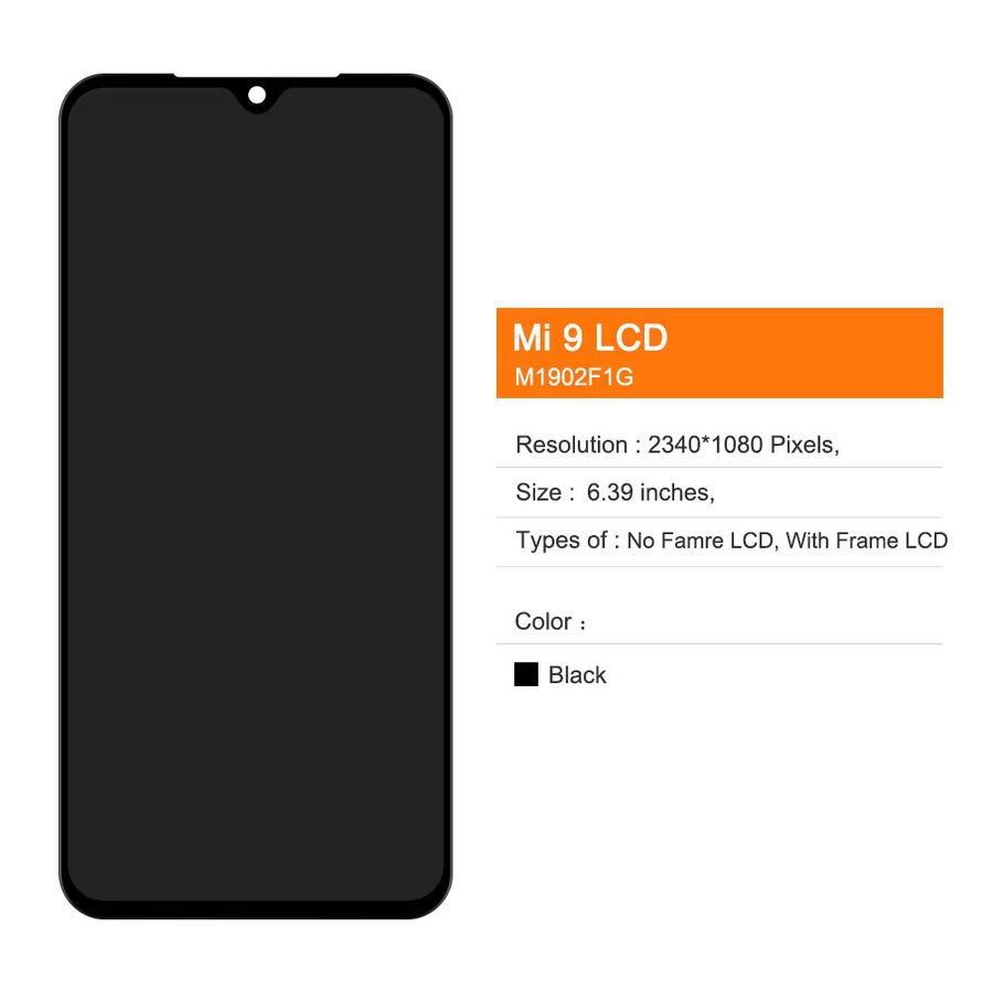 Xiaomi Mi 9 AMOLED LCD Display mit Touchscreen Digitizer und Rahmen in Schwarz für Modell M1902F1G Ersatzbildschirm - Bild 2