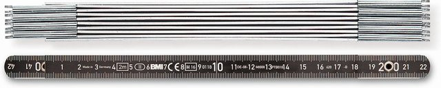 BMI Gliedermaßstab aus Aluminium in Schwarz und Silber mit Federgelenk, Länge: 2 m, Breite: 1,4 cm - Bild 4