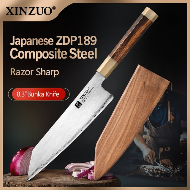 XINZUO Kiritsuke-Messer aus japanischem ZDP-189 Power Steel mit Holz-Geschenkbox, 21 cm - Bild 1
