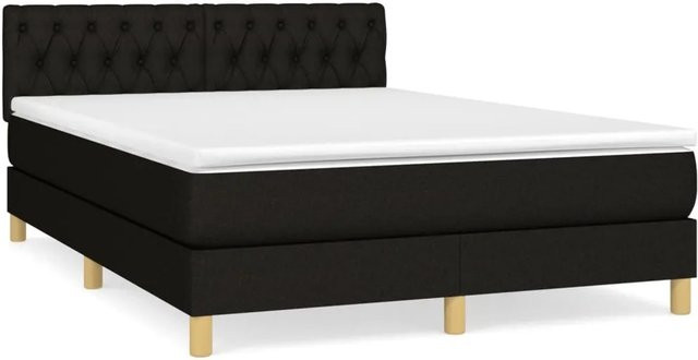 vidaXL Boxspringbett mit Matratze Hybrid-Design in Schwarz aus Stoff, B/T/H: 140 x 200 x 88 cm - Bild 1