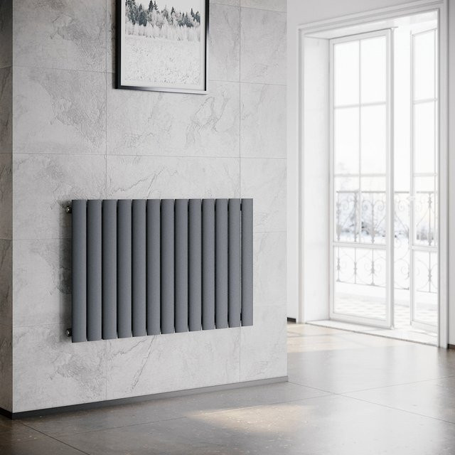 SONNI Flach Heizkörper Paneelheizung Wandheizung in Anthrazit, B: 100,1 cm, H: 63,0 cm - Bild 1