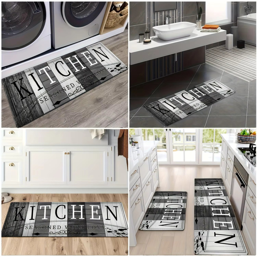VIKAMA Küchenbodenmatte im Landhausstil in Grau, rutschfester und waschbarer Teppich in Holzoptik für Küche und Esszimmer - Bild 5
