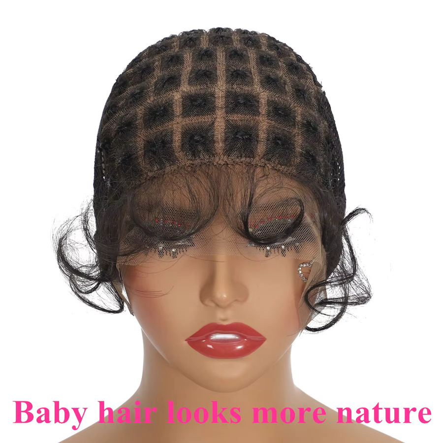 Perückenkappe mit Babyhaar, knotenlos, 13 x 5 Spitzenfront, Unisex - Bild 2