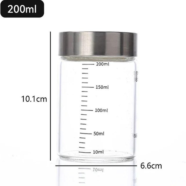 Hitzebeständige Glasflasche aus Hochborosilikatglas mit Skala und Schraubverschluss von Yiran bag, transparent, 100 ml bis 500 ml - Bild 1