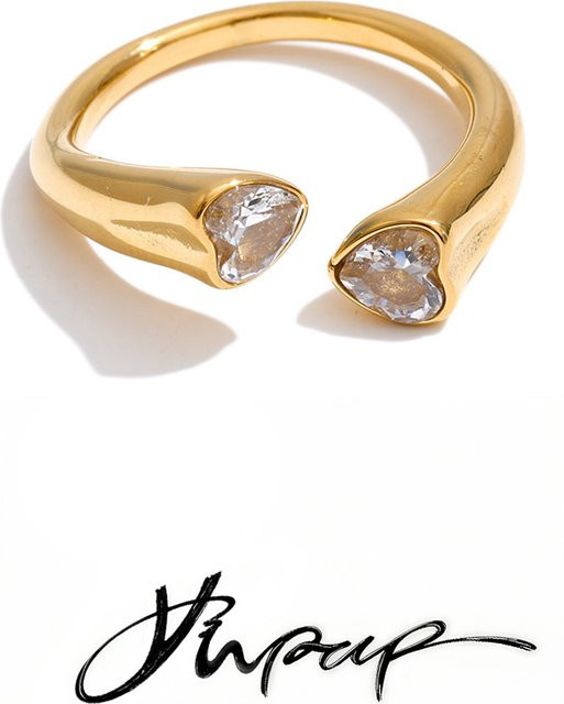 Yhpup Ring Edelstahl, Zirkonia, Silber, Herz - Bild 1