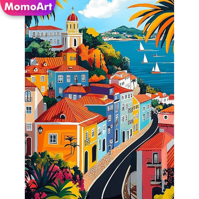 Momoart Diamant-Malerei Hauslandschaft, Diamant-Mosaik-Muster, für Erwachsene - Bild 1