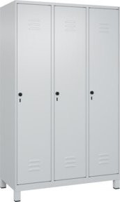 C+P Spind Classic PLUS Garderobenschrank mit 3 Abteilen, Grau, H x B x T: 195 x 120 x 50 cm - Bild 1
