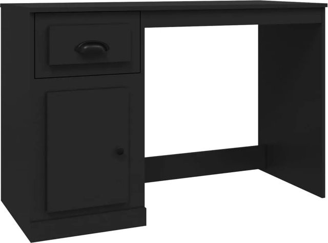 vidaXL Schreibtisch mit Schublade in Schwarz, moderner Computer-Schreibtisch aus MDF, B/T/H: 115 x 50 x 75 cm - Bild 1